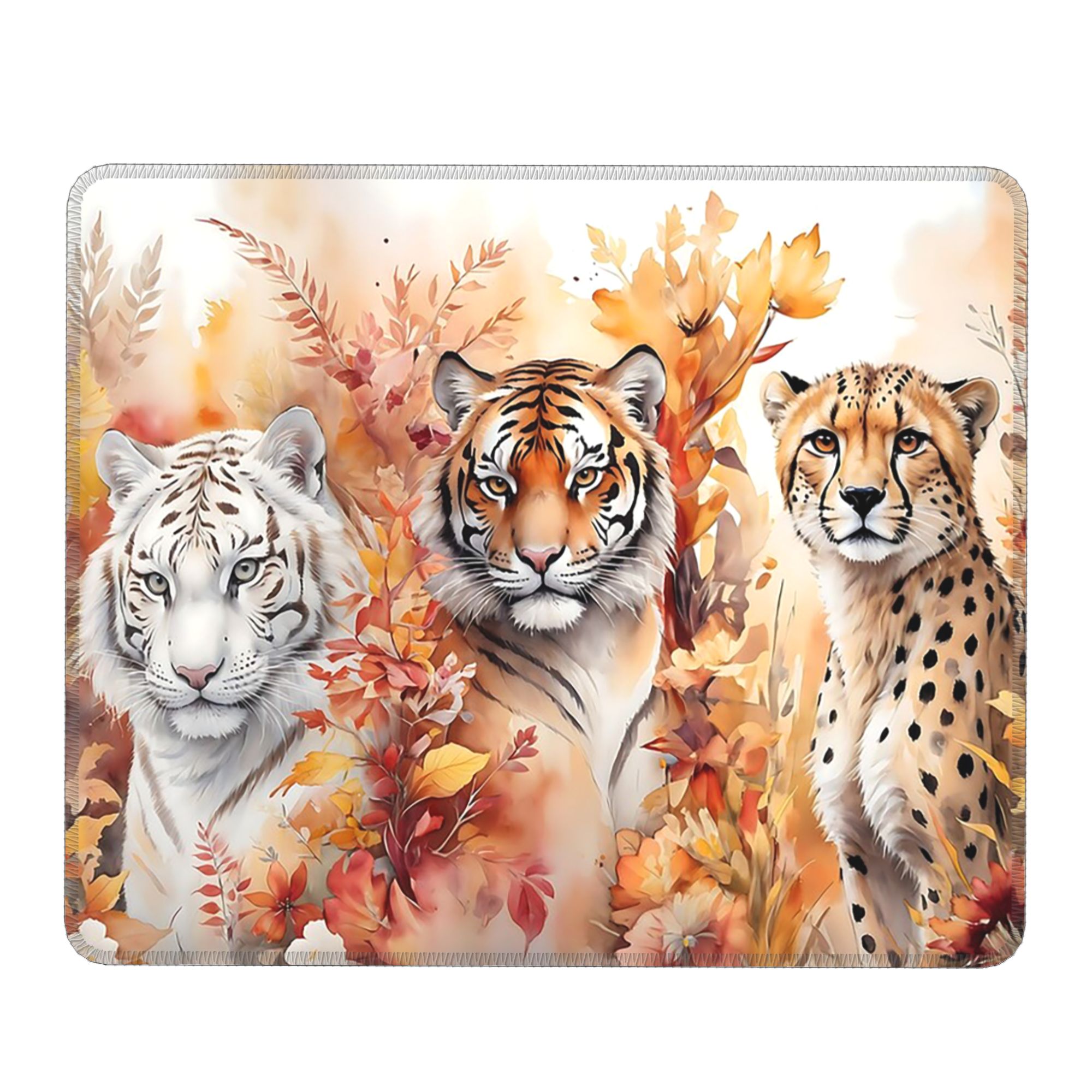 Laptop Accessories Nearby - Tiger Face And Autumn Foliage Mouse