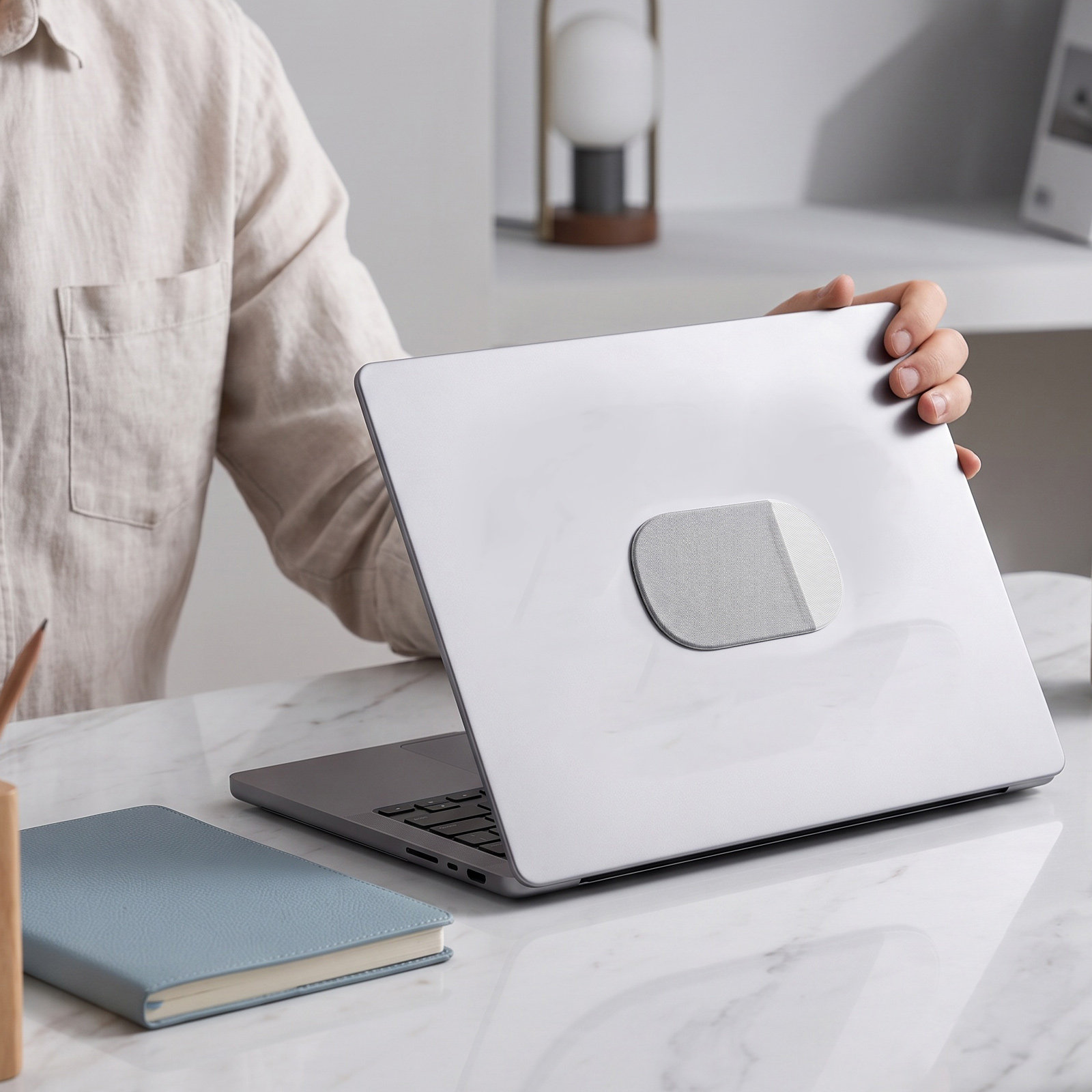 Laptop Accessories Essential - Adhesive Laptop Mouse Holder Grey Portable