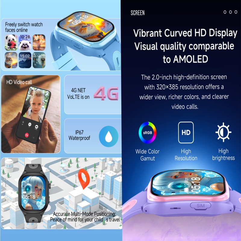 Kids 4G Smartwatch with 2.0 In - Wrist Rest Gel ulasan dan harga